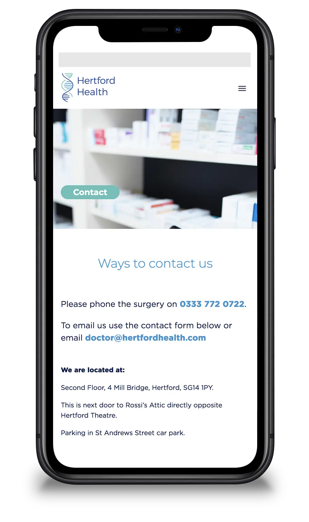 Herts GP mobile design