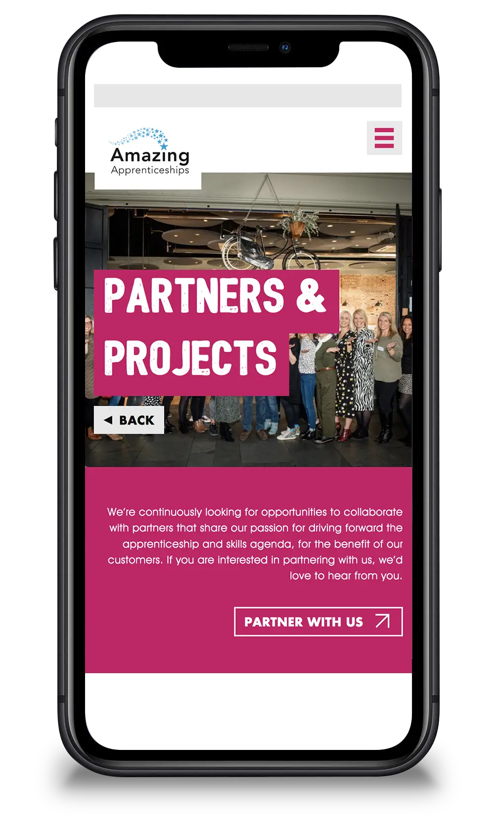 Amazing Apprenticeships mobile design