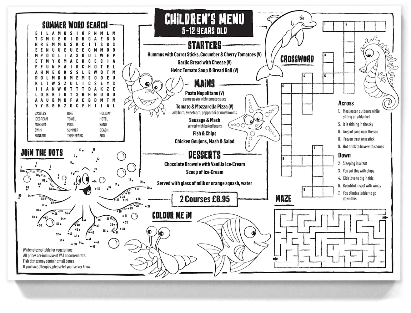 Focus Hotels menu design